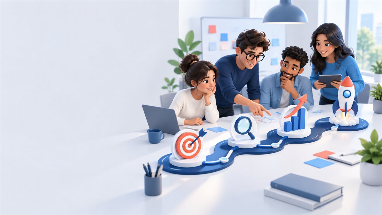 Equipo trabajando el marketing digital como una agencia